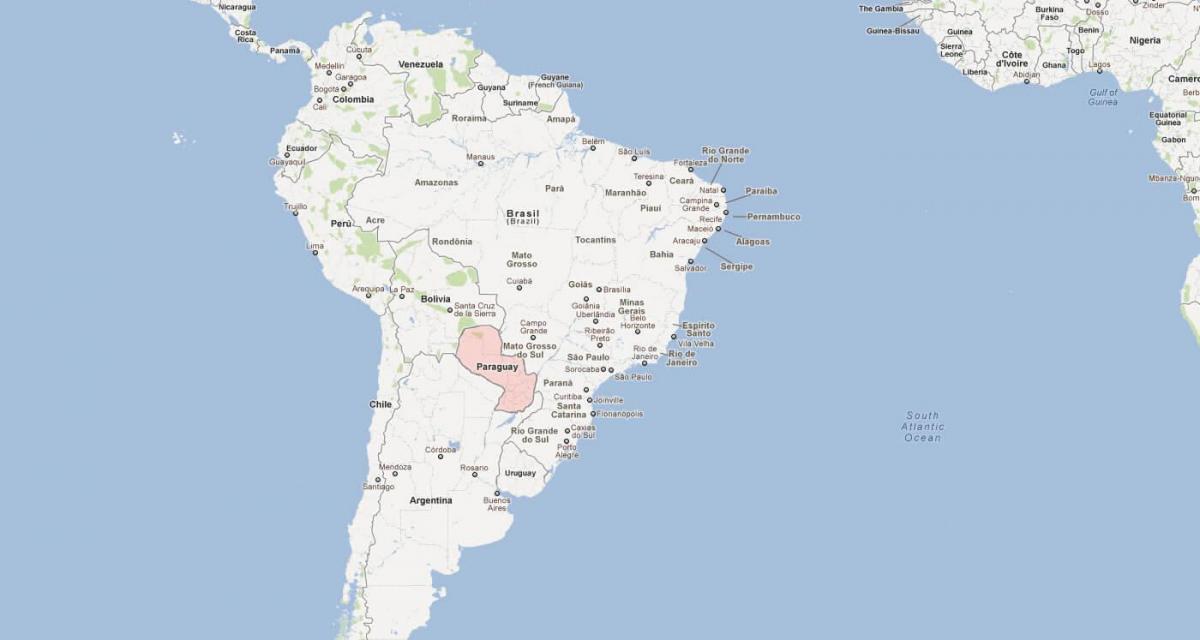 Peta dari Paraguay, amerika selatan