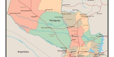 Peta dari Paraguay dengan kota-kota